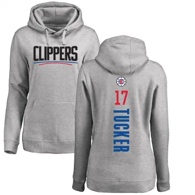 Women's P.J. Tucker Los Angeles Clippers Branded Ash Backer Pullover Hoodie